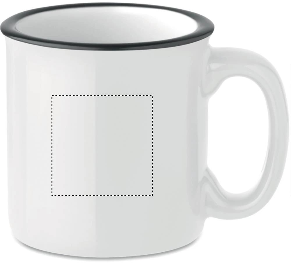 Keramický vintage hrnček – bílá – tlačová plocha – Pre pravákov