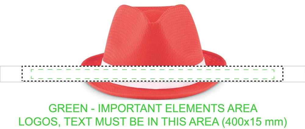 Farebný slamák z polyesteru – červená – tlačová plocha – BAND SUBLIMATION