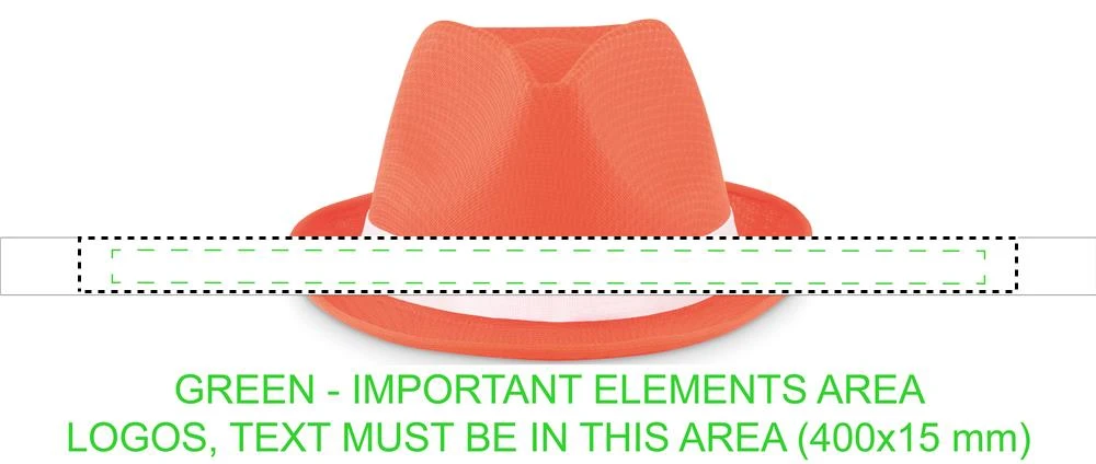 Farebný slamák z polyesteru – oranžová – tlačová plocha – BAND SUBLIMATION