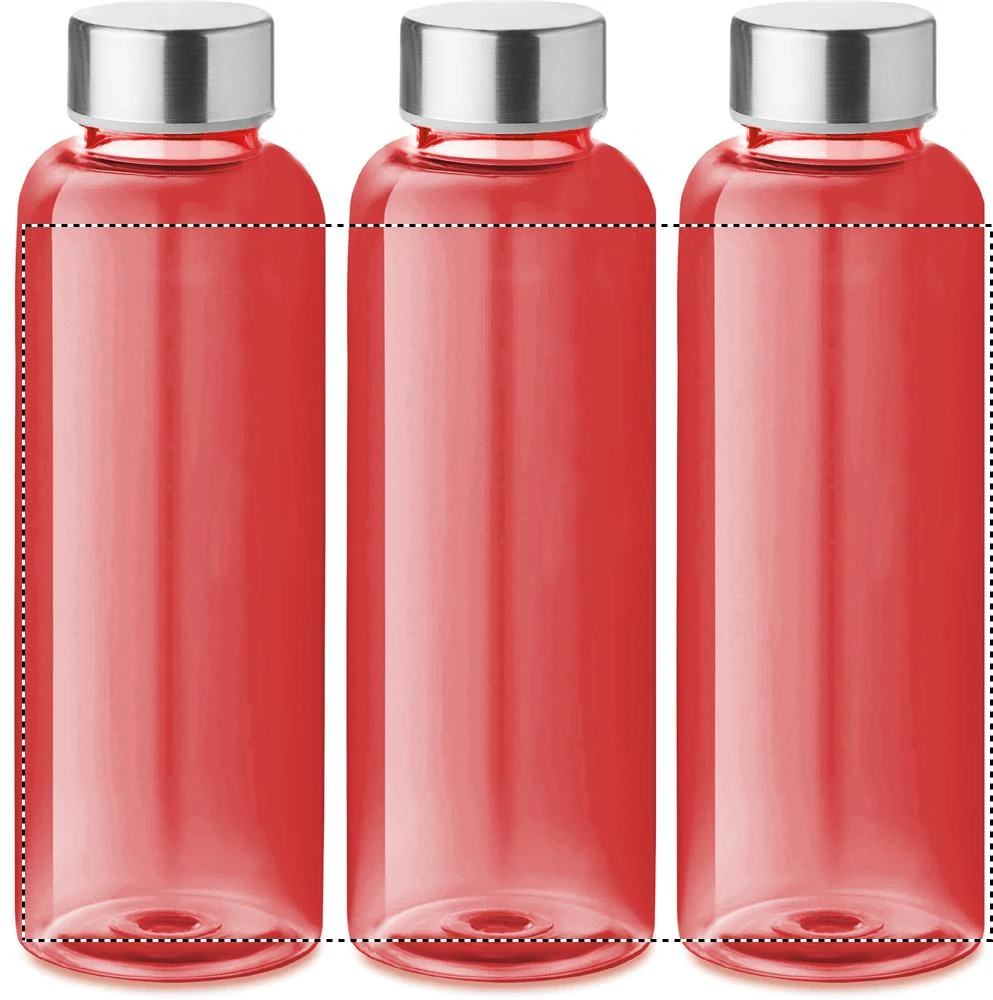 Tritanová fľaša 500 ml – transparentní červená – tlačová plocha – Dookola 360°