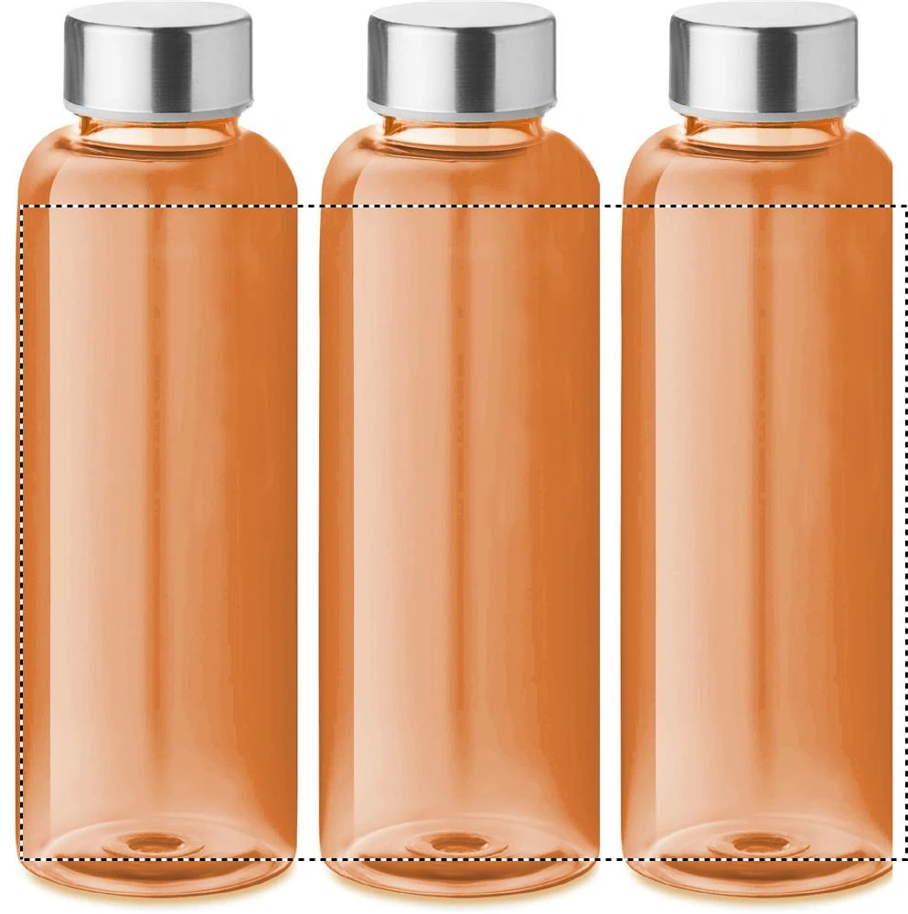 Tritanová fľaša 500 ml – transparentní oranžová – tlačová plocha – Dookola 360°