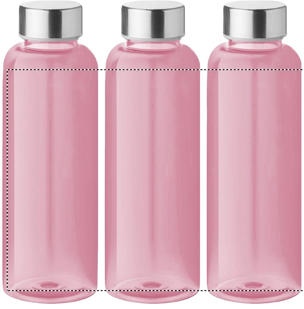 Tritanová fľaša 500 ml – transparentní růžová – tlačová plocha – Dookola 360°