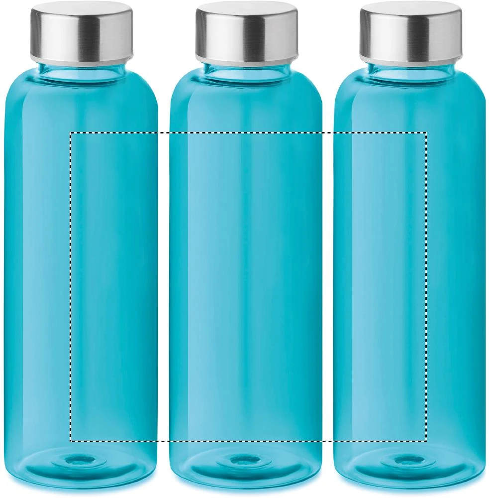 Tritanová fľaša 500 ml – transparentní modrá – tlačová plocha – Dookola (rotačná sieťotlač)