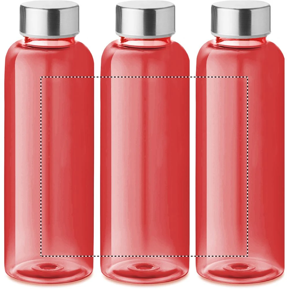 Tritanová fľaša 500 ml – transparentní červená – tlačová plocha – Dookola (rotačná sieťotlač)