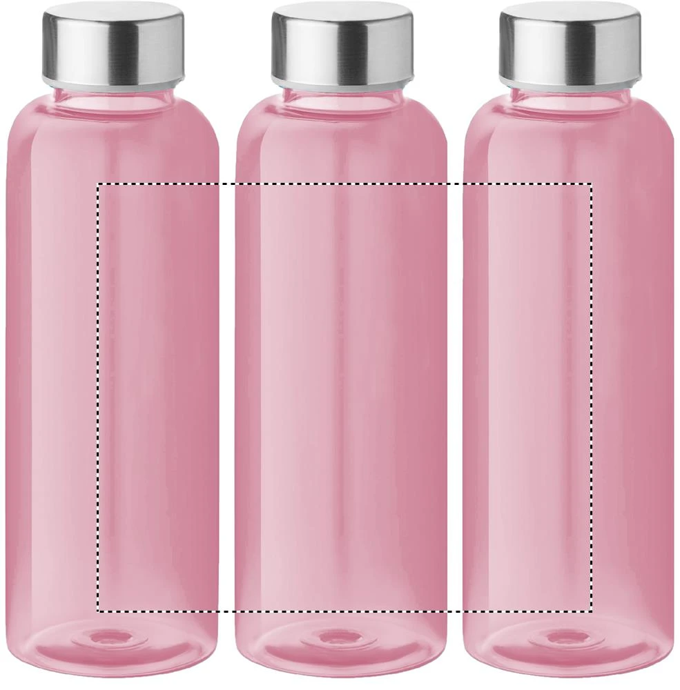 Tritanová fľaša 500 ml – transparentní růžová – tlačová plocha – Dookola (rotačná sieťotlač)