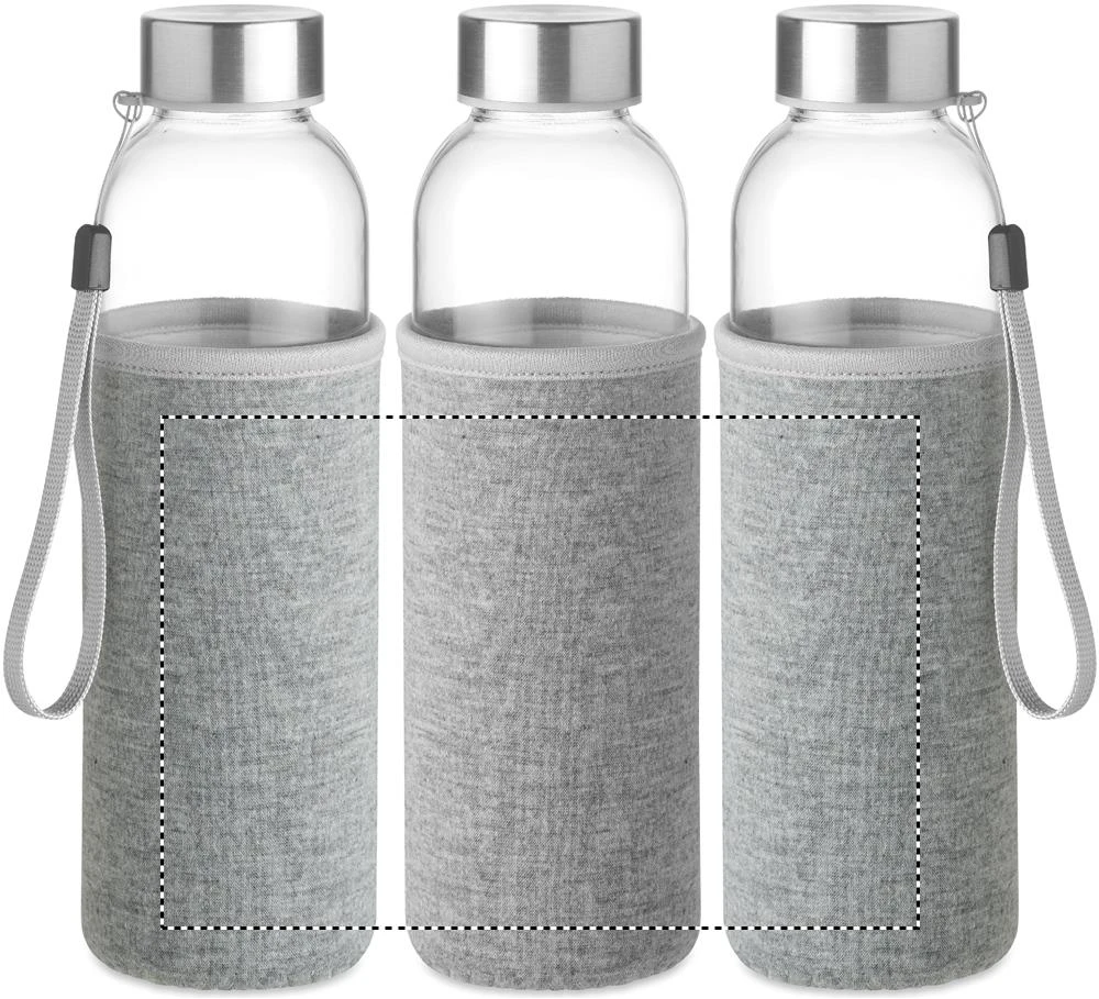 Sklenená fľaša 500 ml – šedá – tlačová plocha – POUCH T1