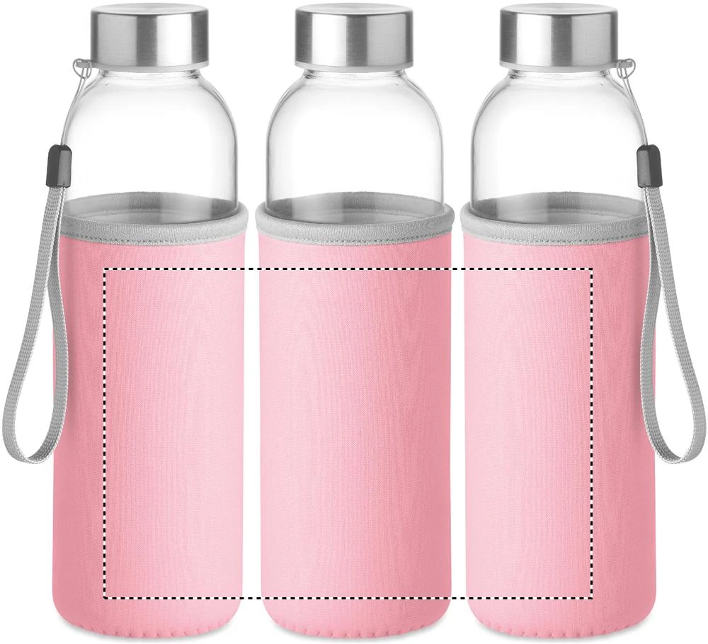 Sklenená fľaša 500 ml – dětská růžová – tlačová plocha – POUCH T1