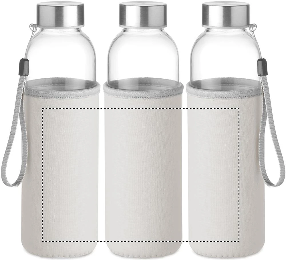 Sklenená fľaša 500 ml – béžová – tlačová plocha – POUCH T1