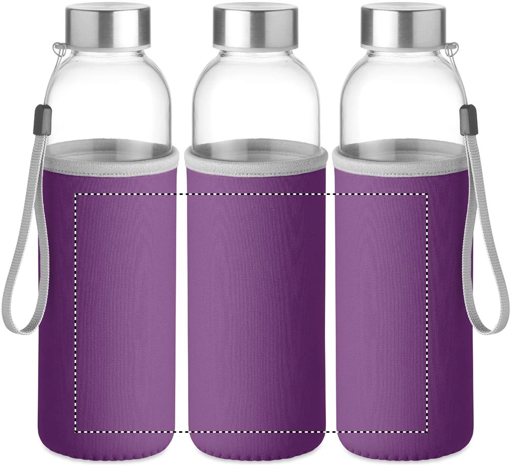 Sklenená fľaša 500 ml – fialová – tlačová plocha – POUCH T1