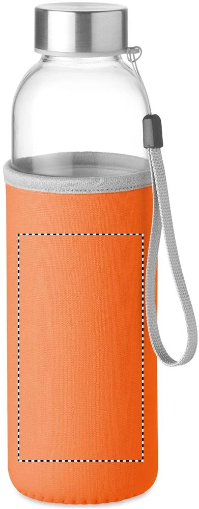 Sklenená fľaša 500 ml – oranžová – tlačová plocha – Puzdro