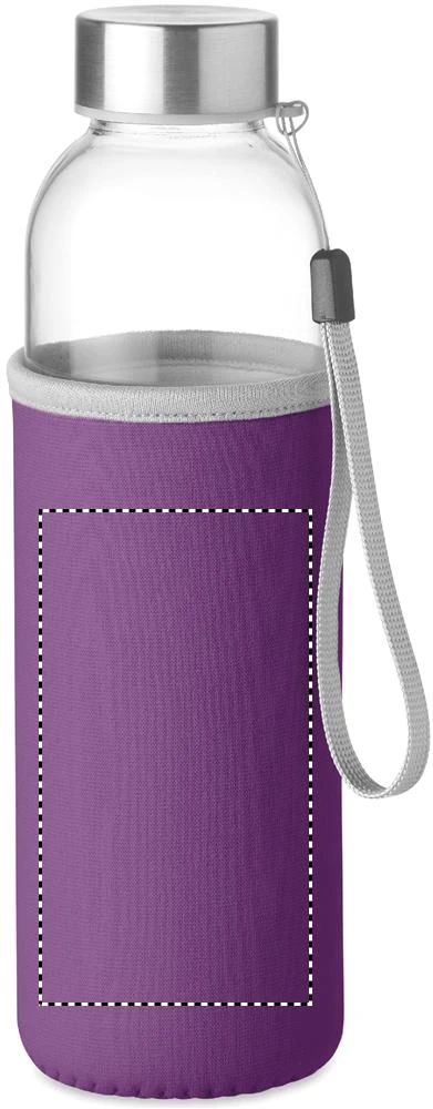 Sklenená fľaša 500 ml – fialová – tlačová plocha – Puzdro