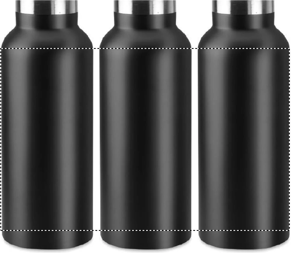 Dvojstenná fľaša 500 ml – černá – tlačová plocha – Dookola 360°