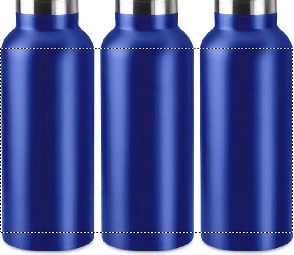 Dvojstenná fľaša 500 ml – modrá – tlačová plocha – Dookola 360°