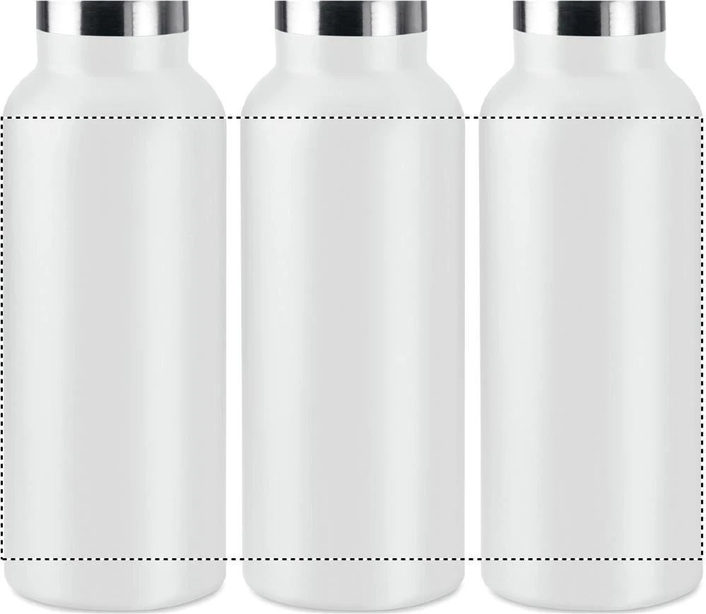 Dvojstenná fľaša 500 ml – bílá – tlačová plocha – Dookola 360°