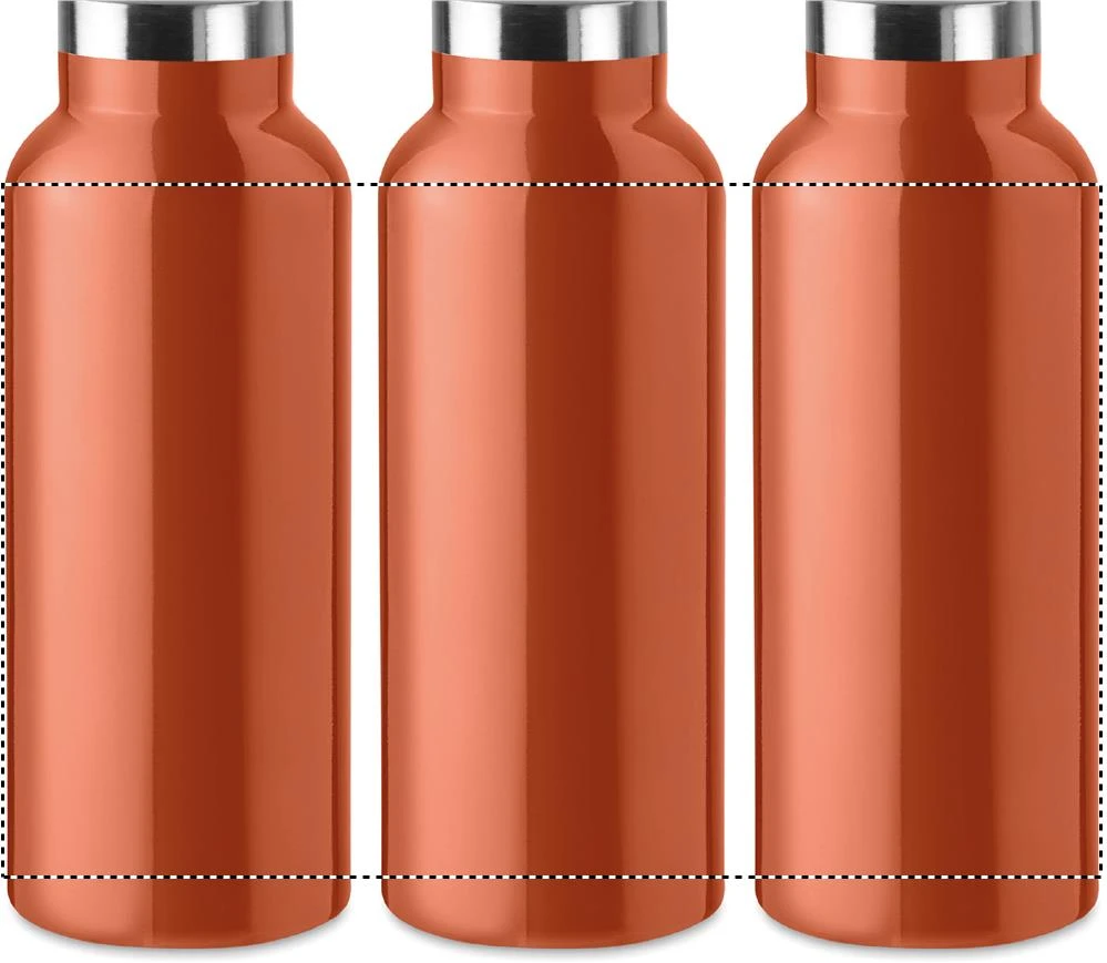 Dvojstenná fľaša 500 ml – oranžová – tlačová plocha – Dookola 360°