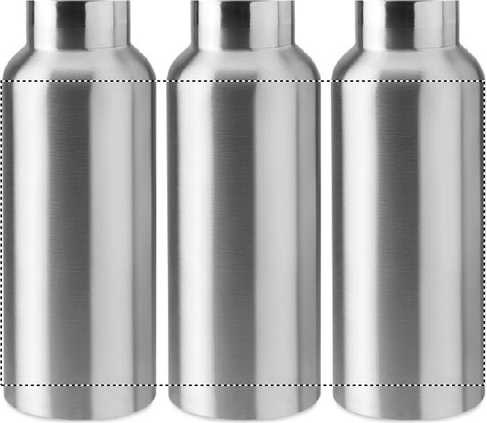Dvojstenná fľaša 500 ml – matná stříbrná – tlačová plocha – Dookola 360°