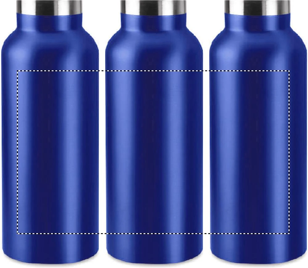 Dvojstenná fľaša 500 ml – modrá – tlačová plocha – Dookola (rotačná sieťotlač)