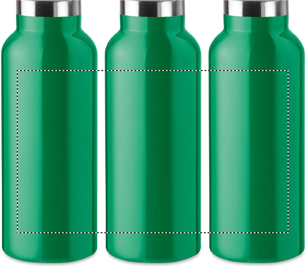 Dvojstenná fľaša 500 ml – zelená – tlačová plocha – Dookola (rotačná sieťotlač)