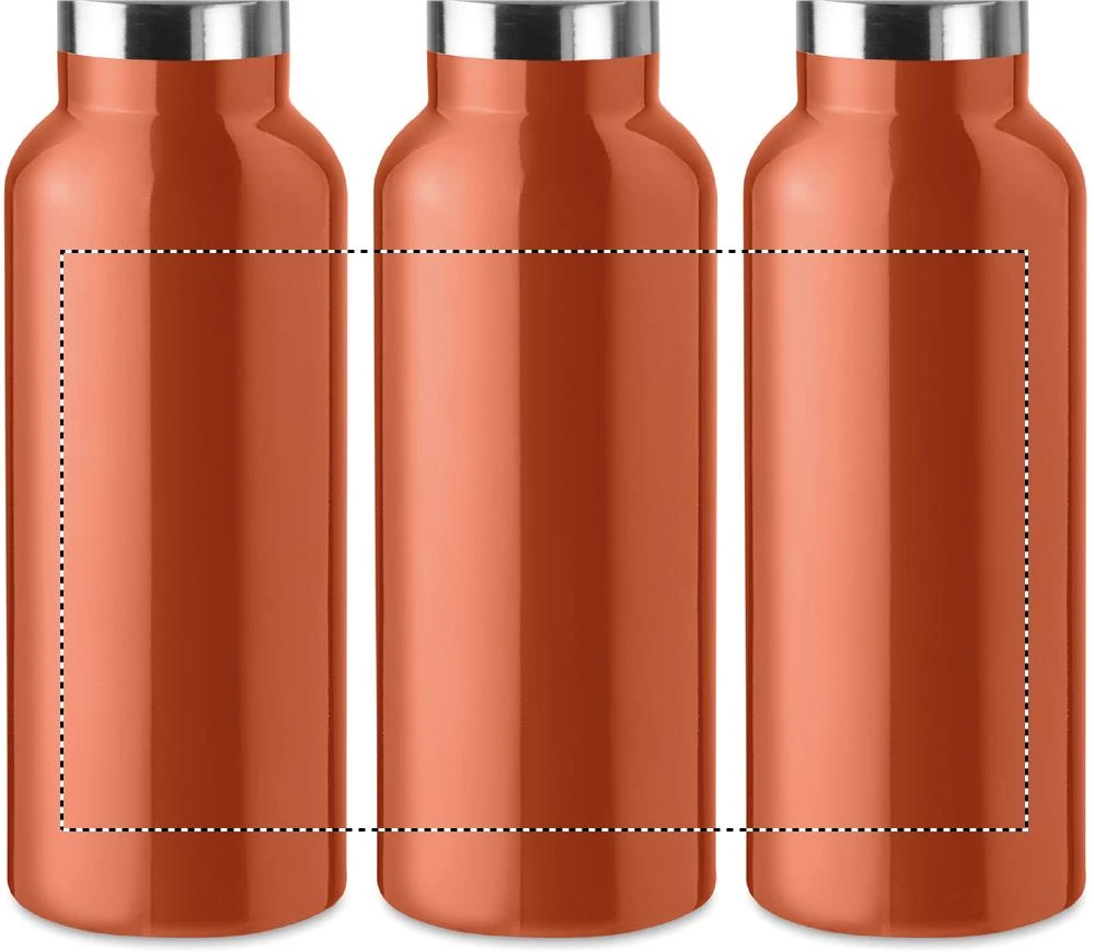 Dvojstenná fľaša 500 ml – oranžová – tlačová plocha – Dookola (rotačná sieťotlač)