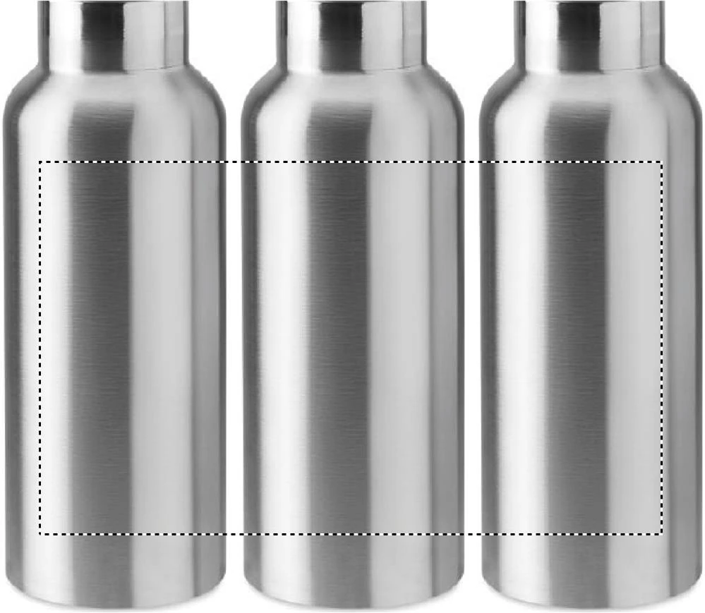 Dvojstenná fľaša 500 ml – matná stříbrná – tlačová plocha – Dookola (rotačná sieťotlač)