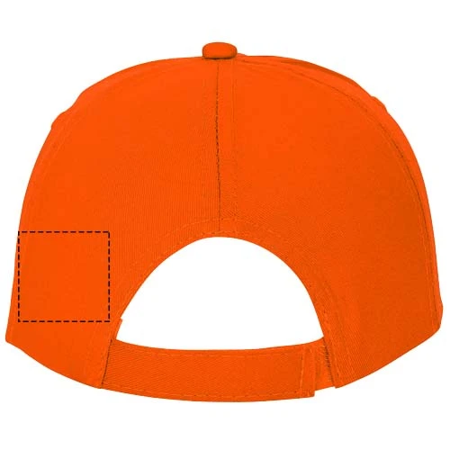 Čapica Feniks, 5 panelov – oranžová – tlačová plocha – Zadná strana vľavo