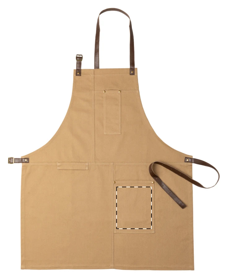 James bavlnená zástera – khaki – tlačová plocha – Vrecko