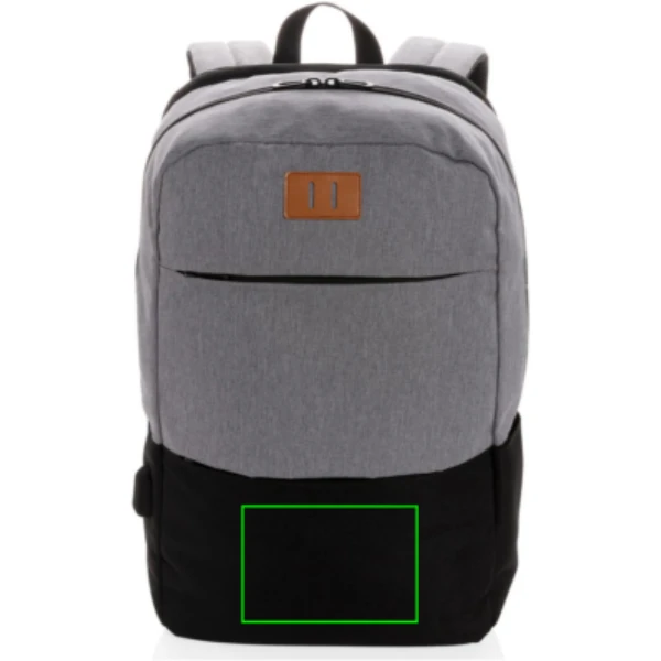 Moderný USB & RFID batoh na 15,6" notebook - XD Collection – čierna – tlačová plocha – Predmet predná strana dole