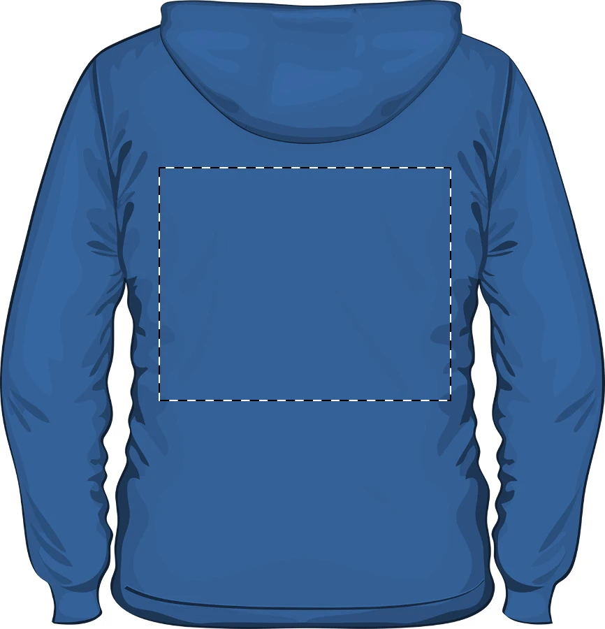 GI18600 mikina s kapucňou na zips - Gildan – blue – tlačová plocha – Zadná strana