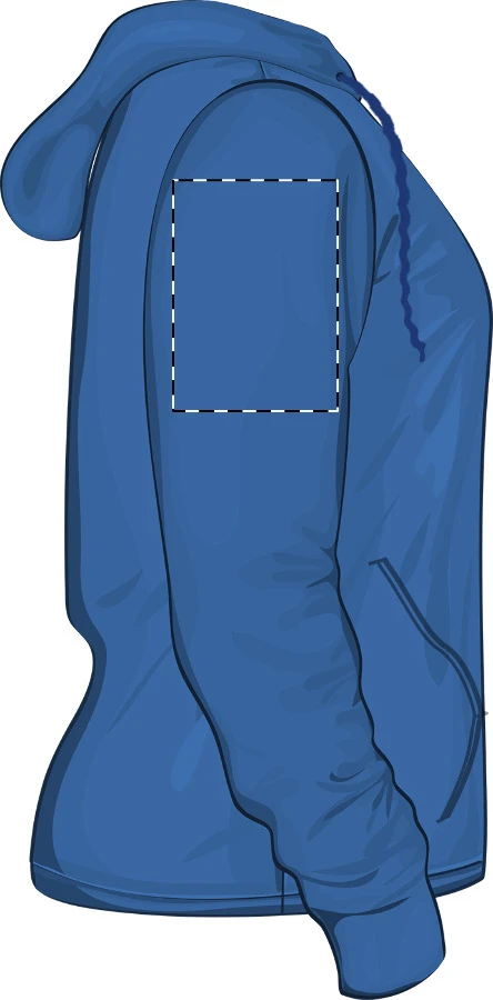 GI18600 mikina s kapucňou na zips - Gildan – blue – tlačová plocha – Pravý rukáv