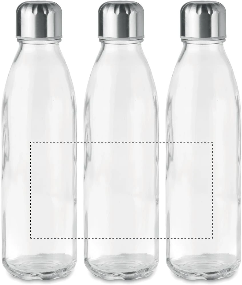 Sklenená fľaša na pitie, 650ml – transparentní – tlačová plocha – Dookola (rotačná sieťotlač)