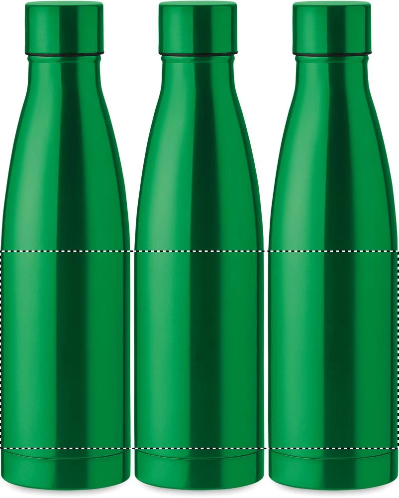 Dvojstenná 500ml fľaša – zelená – tlačová plocha – Dookola 360°