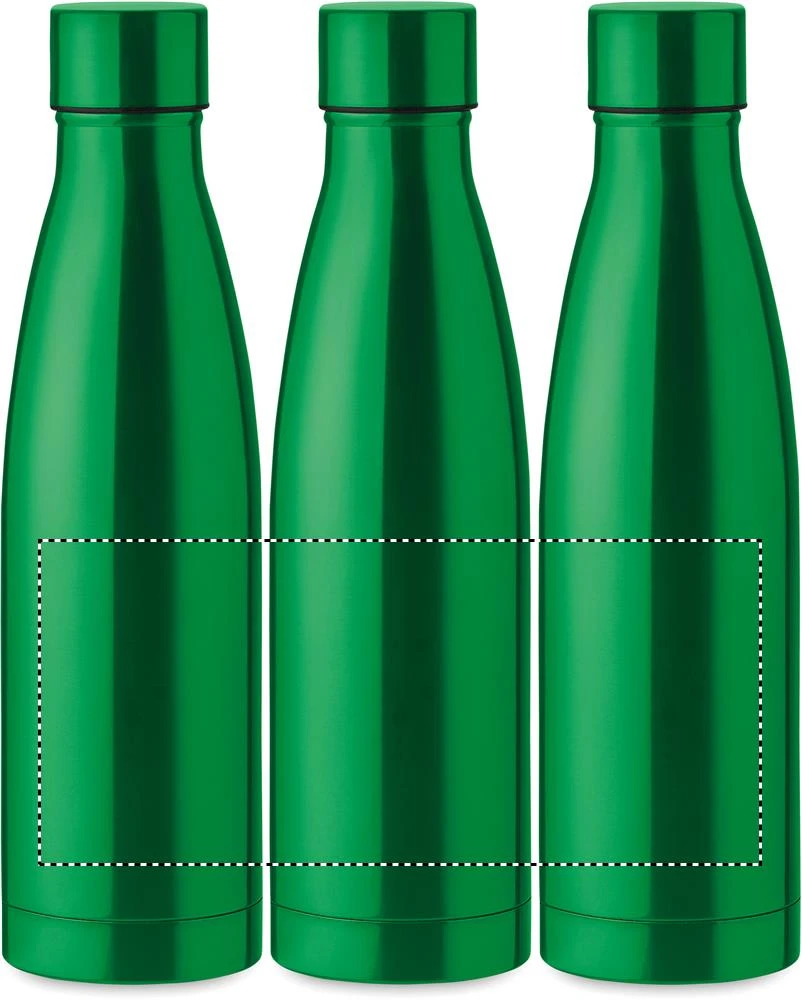Dvojstenná 500ml fľaša – zelená – tlačová plocha – Dookola (rotačná sieťotlač)