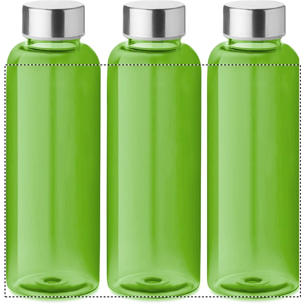 RPET fľaška 500ml – transparentní limetka – tlačová plocha – Dookola 360° – digitálna tlač