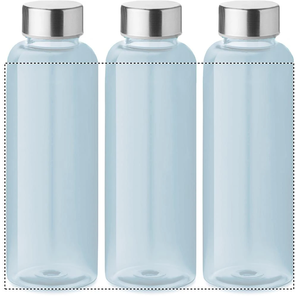 RPET fľaška 500ml – transparentní světle modrá – tlačová plocha – Dookola 360° – digitálna tlač