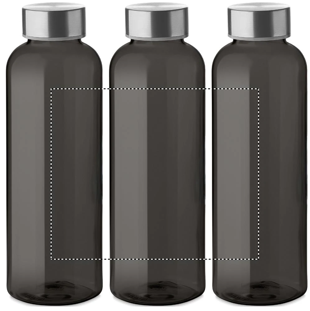 RPET fľaška 500ml – černá – tlačová plocha – Dookola (rotačná sieťotlač)