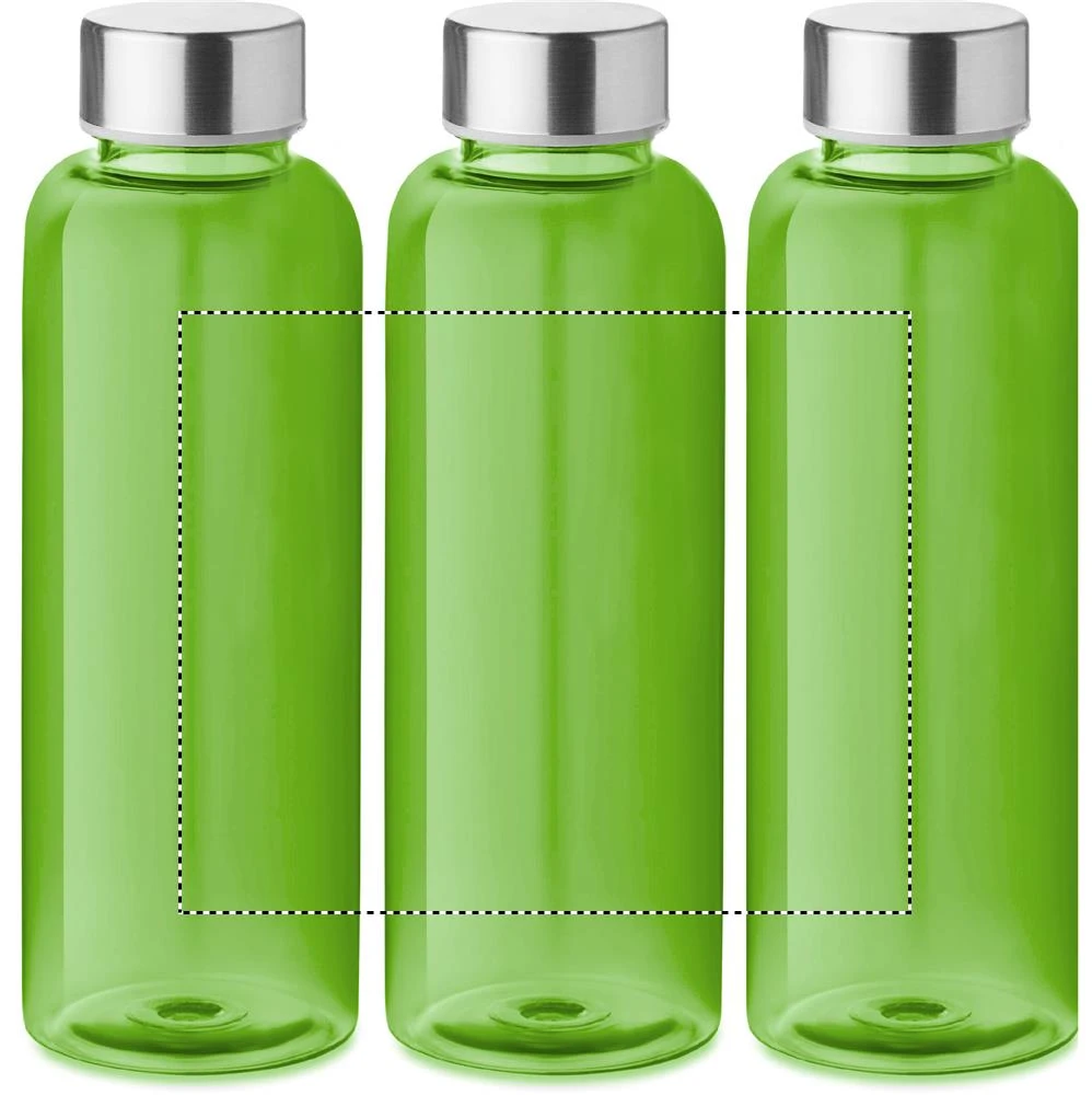 RPET fľaška 500ml – transparentní limetka – tlačová plocha – Dookola (rotačná sieťotlač)