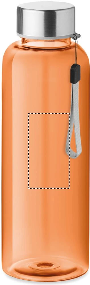 RPET fľaška 500ml – transparentní oranžová – tlačová plocha – Predná strana