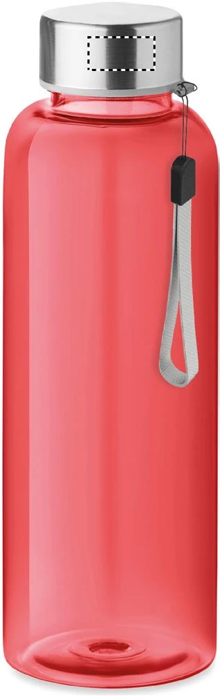 RPET fľaška 500ml – transparentní červená – tlačová plocha – Veko