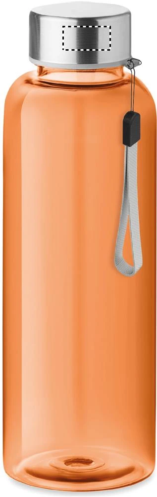 RPET fľaška 500ml – transparentní oranžová – tlačová plocha – Veko