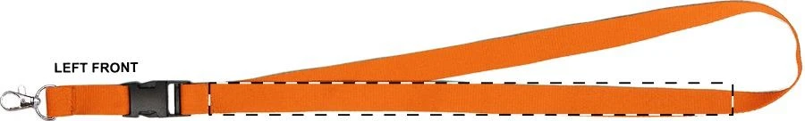 Devent šnúrka na krk – orange – tlačová plocha – Ľavá stuha - predná strana