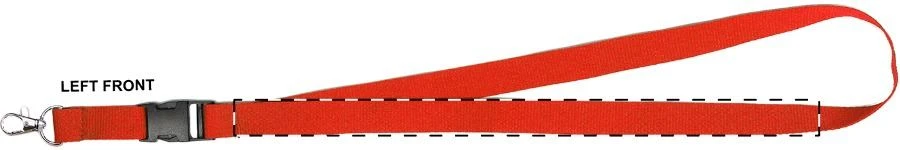 Devent šnúrka na krk – red – tlačová plocha – Ľavá stuha - predná strana