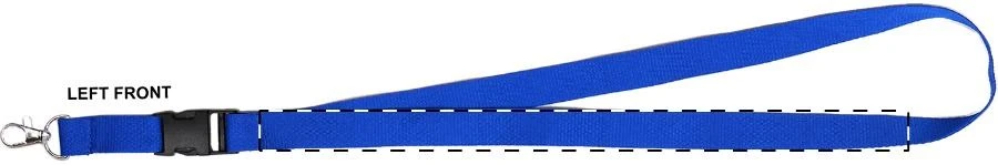 Devent šnúrka na krk – blue – tlačová plocha – Ľavá stuha - predná strana