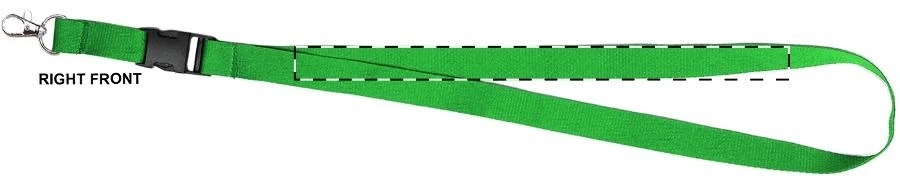 Devent šnúrka na krk – green – tlačová plocha – Pravá stuha - predná strana