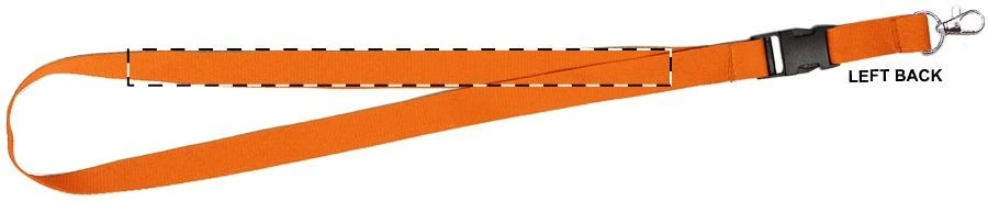 Devent šnúrka na krk – orange – tlačová plocha – Ľavá stuha - zadná strana