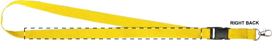 Devent šnúrka na krk – žltá – tlačová plocha – Pravá stuha - zadná strana
