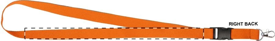 Devent šnúrka na krk – orange – tlačová plocha – Pravá stuha - zadná strana