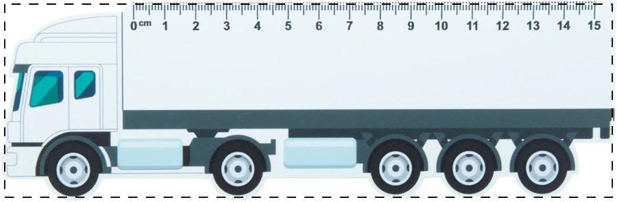 Trucker 15 15 cm pravítko, kamión – white – tlačová plocha – Celý povrch