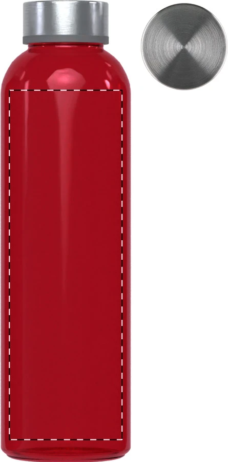 Konga sklenená flaša – red – tlačová plocha – Predná strana