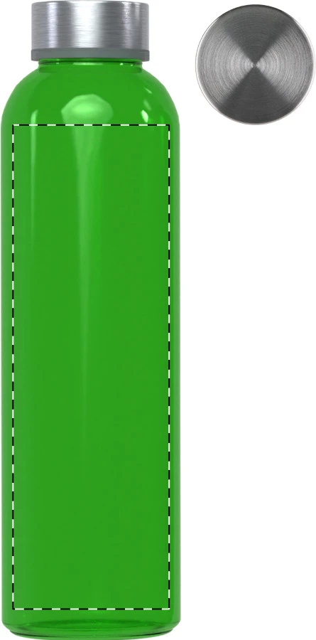 Konga sklenená flaša – green – tlačová plocha – Predná strana