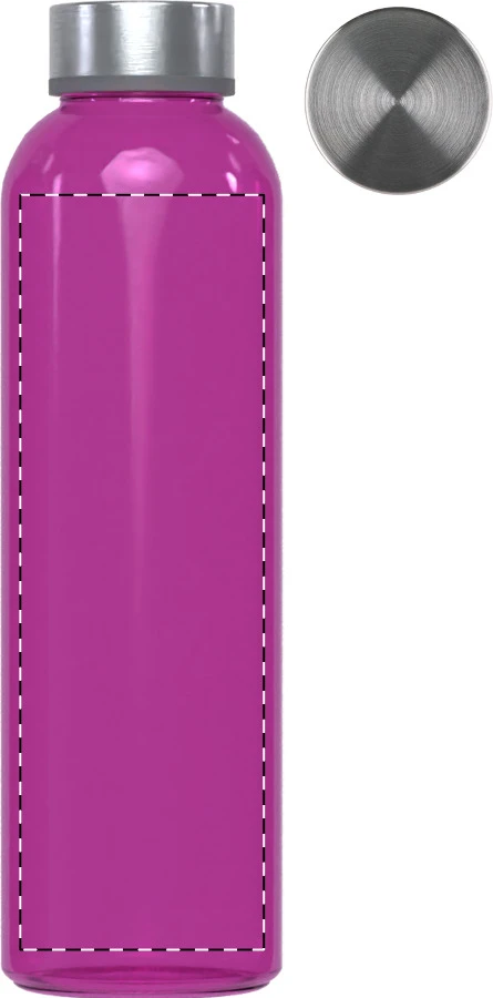 Konga sklenená flaša – pink – tlačová plocha – Predná strana